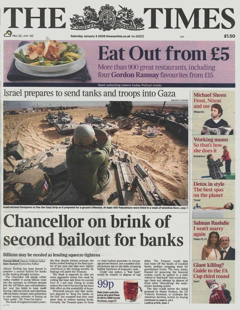 Article "The Times", Le Chancelier anglais est sur le point de renflouer les banques pour la deuxième fois.