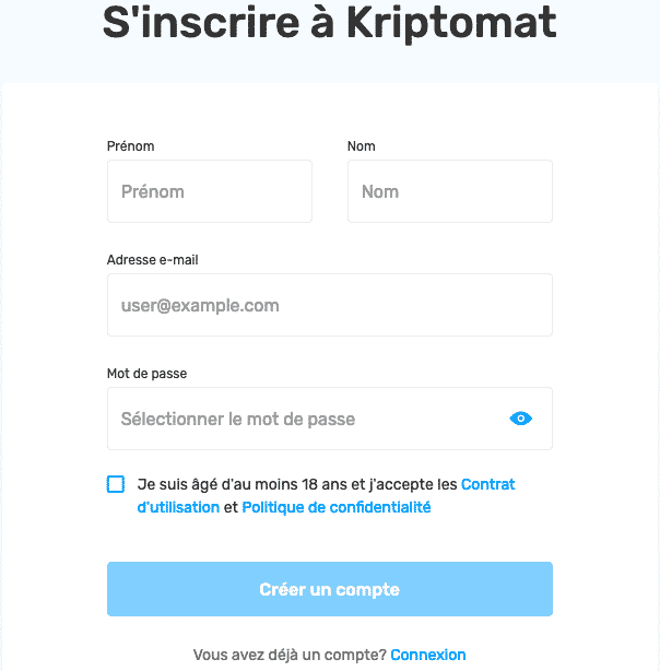 Kriptomat interface