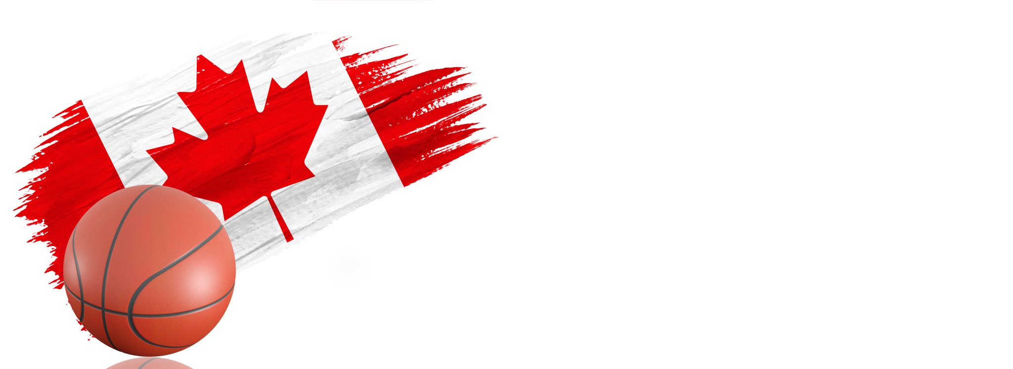 Painted brush stroke in the flag of Canada. Basketball banner with classic design isolated on white background with place for your text.