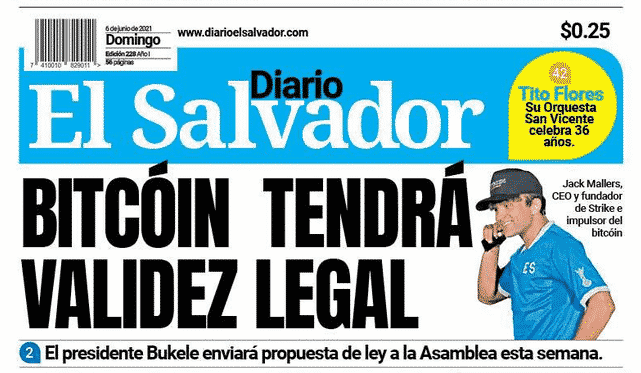 La une du journal El Salvador