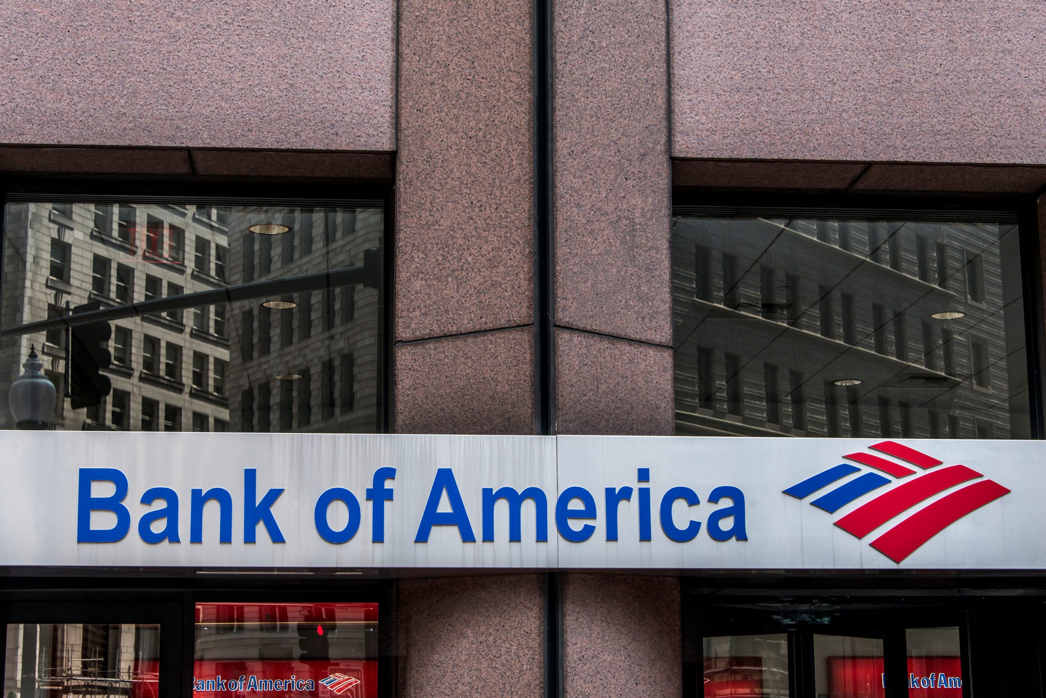 Boston massachusetts USA 06.09.2017 Bank of America logo American multinational banking financial services corporation