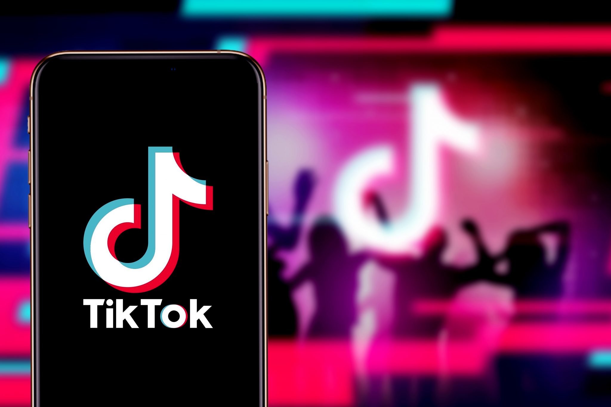 Smart phone with TIK TOK logo, which is a popular social network on the internet.United States, Canada, Wednesday, November 27, 2020